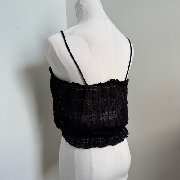 NWT ZARA Black Sheer Lace Cami Top Whimsigoth Romantic Mesh Tank Fairy Grunge S - Picture 3 of 5